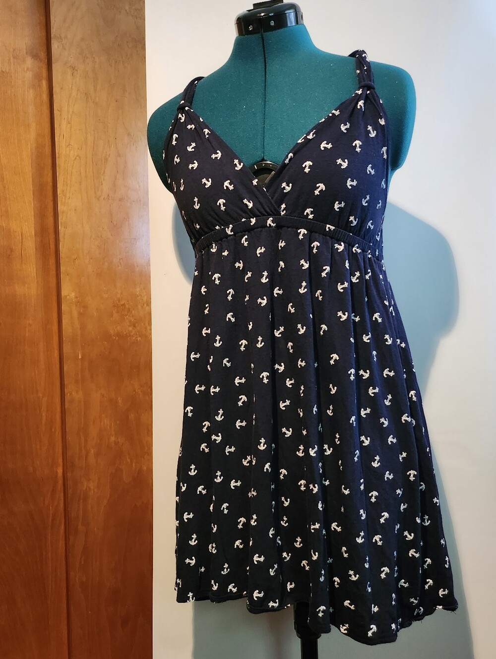 Xhilaration Navy and White Anchor Print Dress